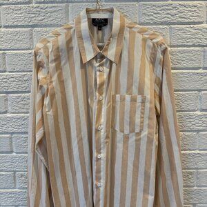 APC Mens Long Sleeve button down shirt Size M pink white striped